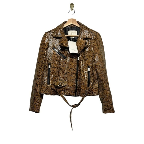 NWT NOTES DU NORD Mercy Snake-Embossed Leather Jacket Multi - Picture 7 of 13
